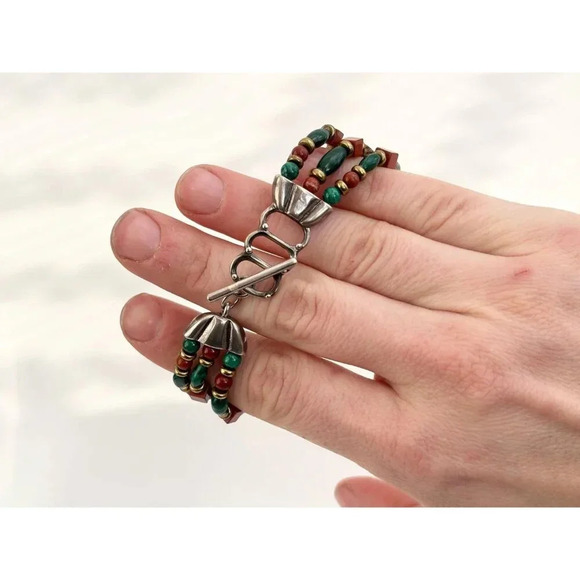 Thunderbird Beaded Silvermoon Vintage Sterling Adjustable Wristwatch 23mm Works! - Picture 10 of 10